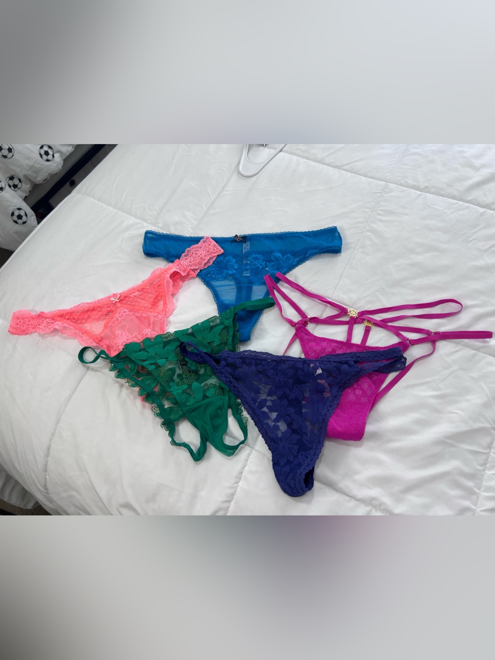 Bundle 5 PINK Victoria's Secret Lace with Tag Detail Thong size L